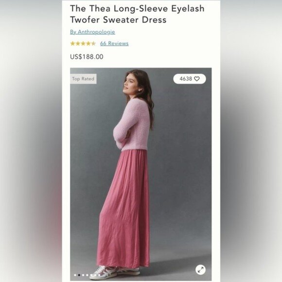 NWT Size MP - The Thea Long-Sleeve Eyelash Twofer Sweater Dress (NWT US$ 188) - Picture 14 of 15